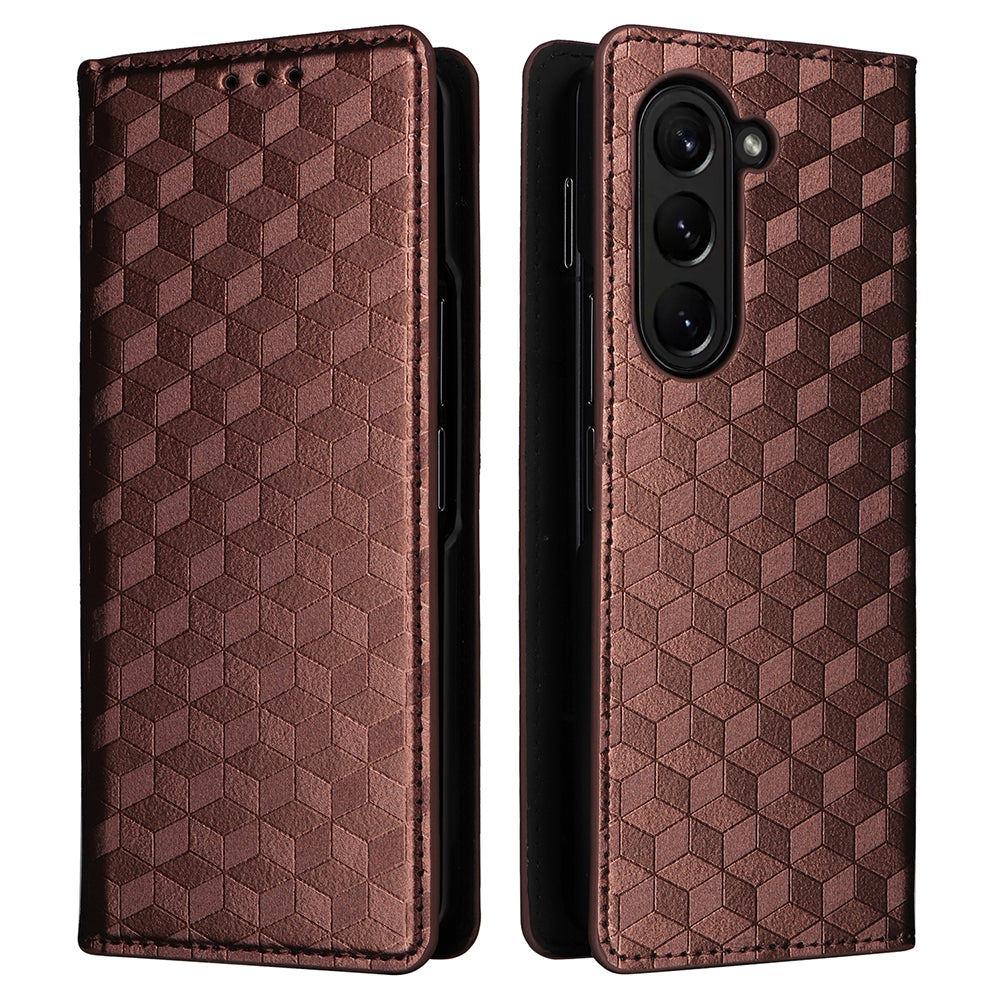 Wallet Phone Case for Samsung Galaxy Z Fold5 5G Rhombus Imprinted PU Leather Phone Cover Wallet Phone Case for Samsung Galaxy Z Fold5 5G Rhombus Imprinted PU Leather Phone Cover